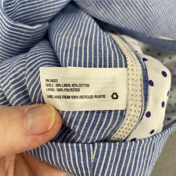 Gap Jacket Womens 20 Plus Academy Blazer Blue Mini Stripe Linen Blend Button NWT - Picture 7 of 11